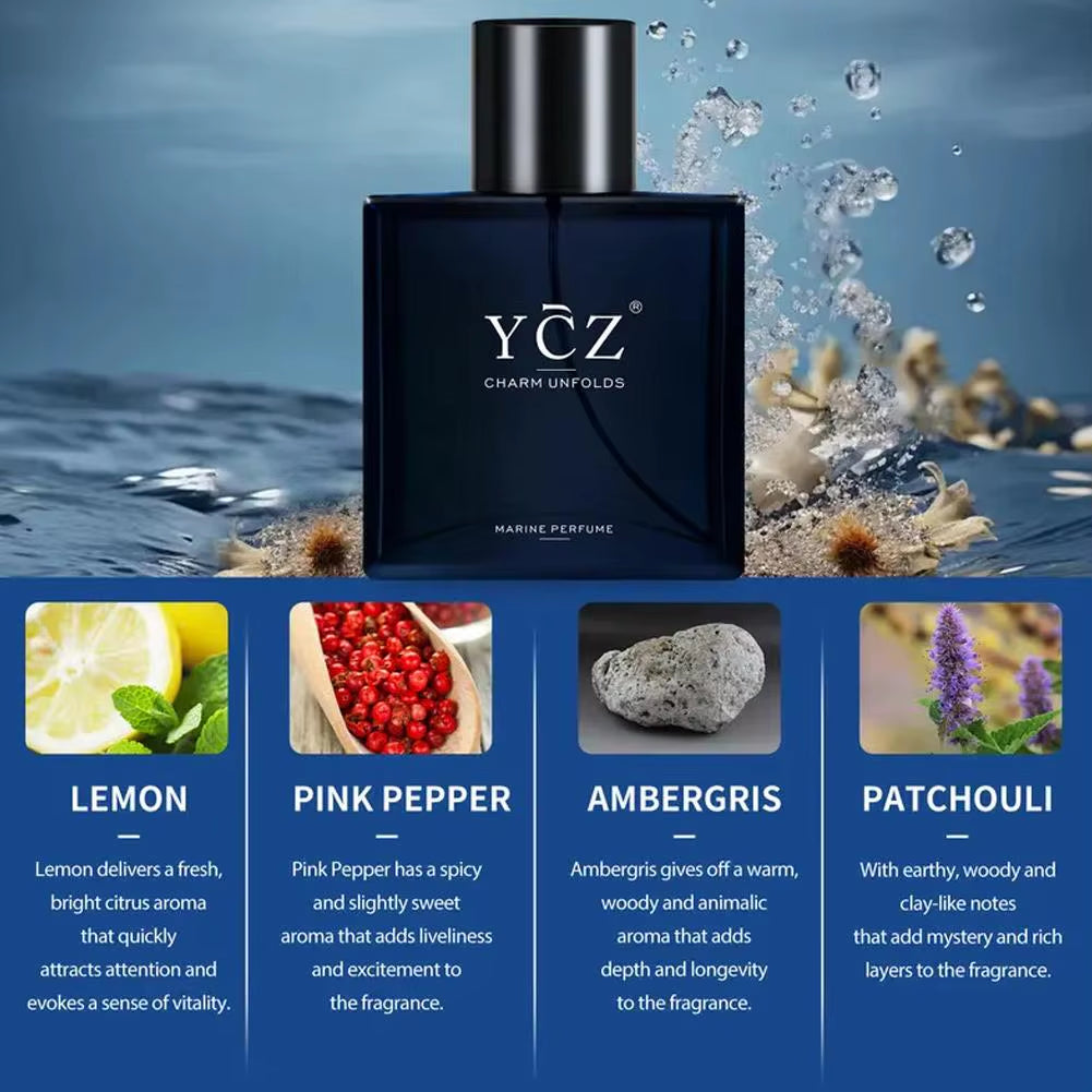 Midnight Marine Eau De Parfum for Men Long-Lasting Aquatic Cologne Luxury Ocean Fragrance Perfume Masculine Scented Spray